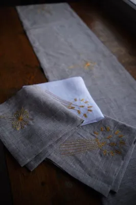 Серветка Різдвяна зірка, нефарбований льон, 40х40 см, колекція "Скоро світло"